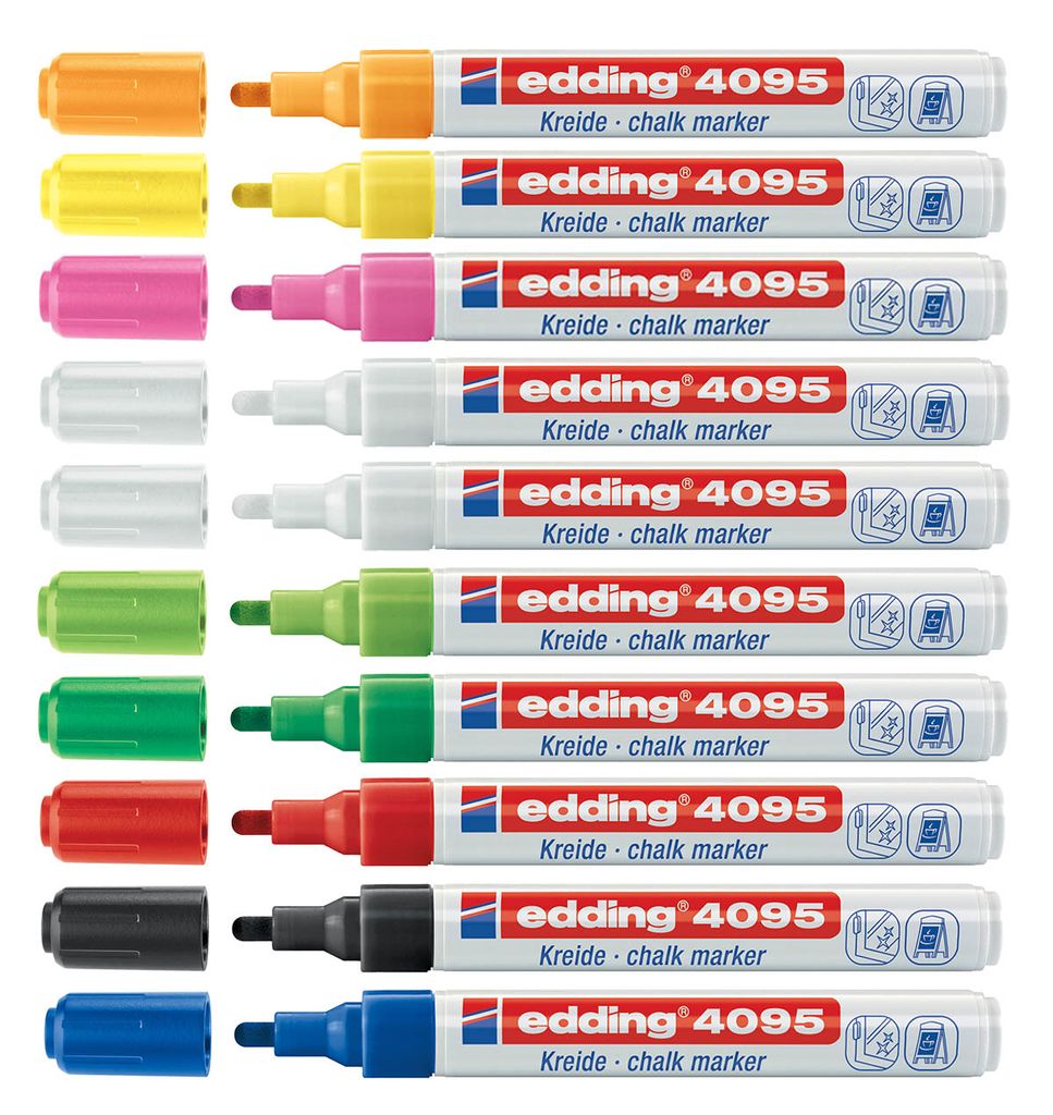 edding 4095 krijtstiften, assorti (verpakking met 10 stuks) Productafbeelding 