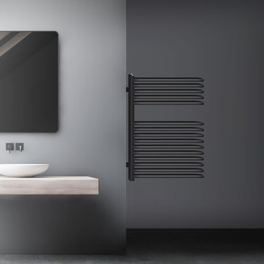LuxeBath Badheizkörper 500 x 800 mm Anthrazit, Design Heizkörper für Badezimmer, Designheizkörper Handtuchtrockner Handtuchheizkörper, ohne He...