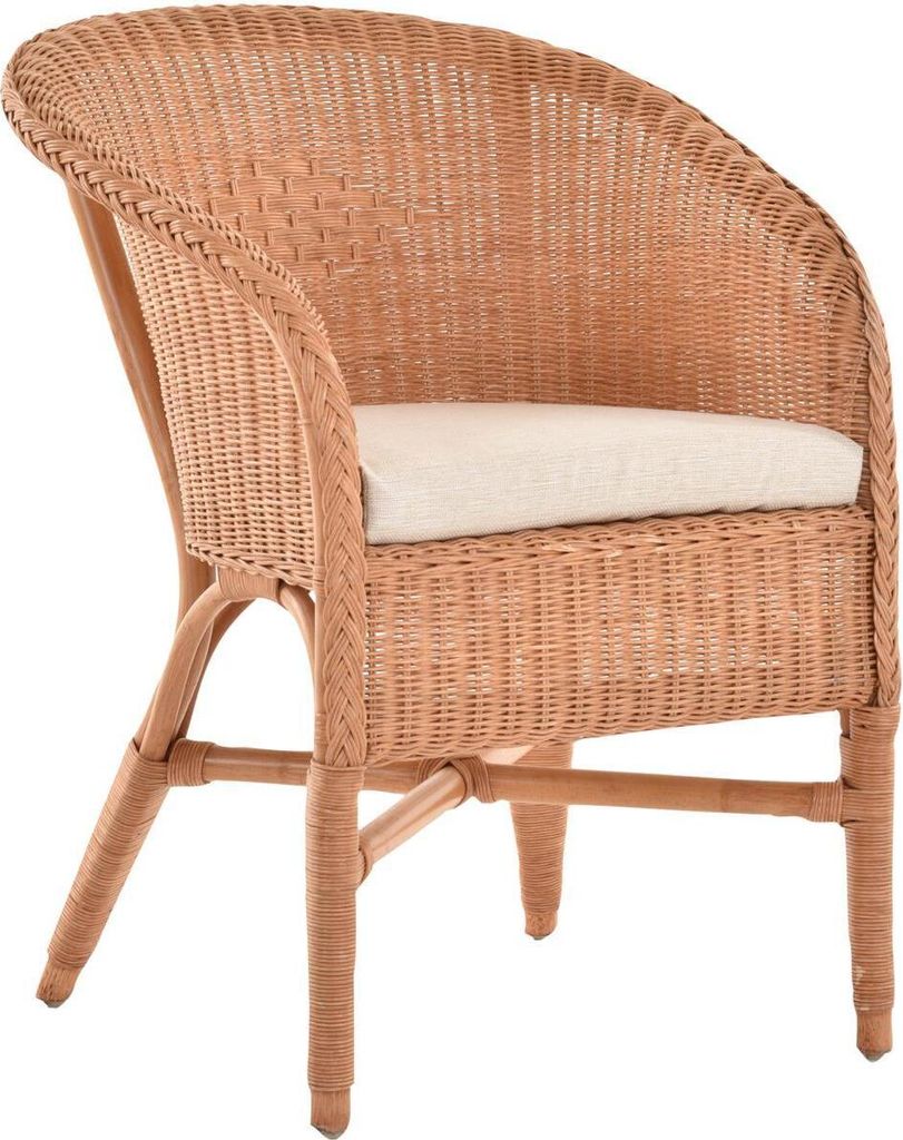 KRINES HOME Klassischer Rattan Club-Sessel inkl. Polster Beige Rattansessel Flechtsessel (Terracotta)