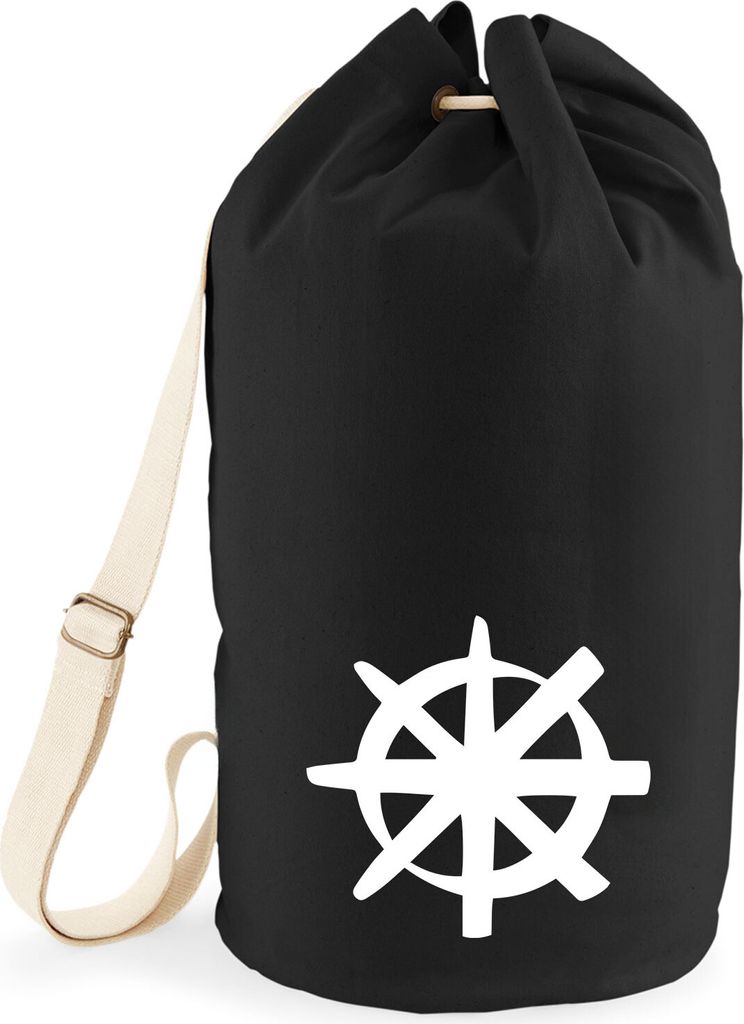 Huuraa Seesack Dharma Rad Yoga 20 Liter Black Baumwolle Rucksack Geschenkidee