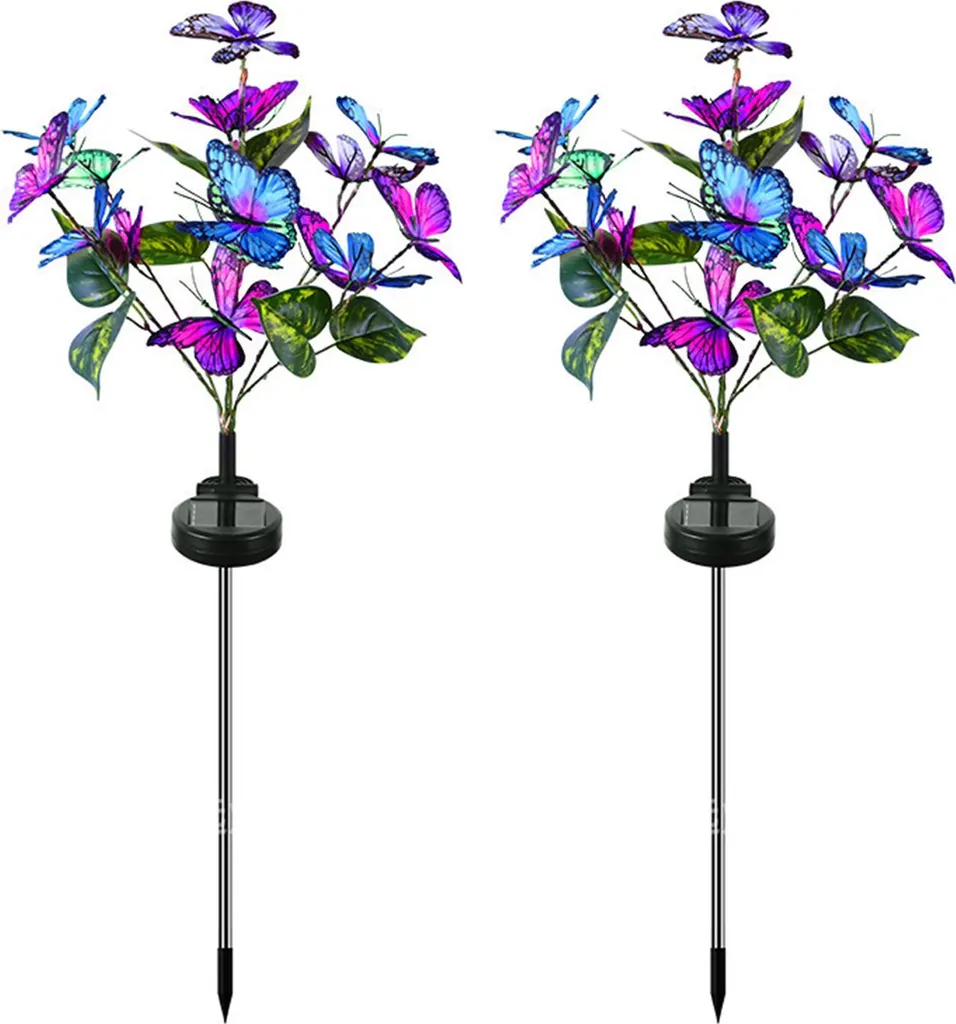 Lampe Solaire Papillon Extérieure IP65 Décoration Jardin Lot de 4