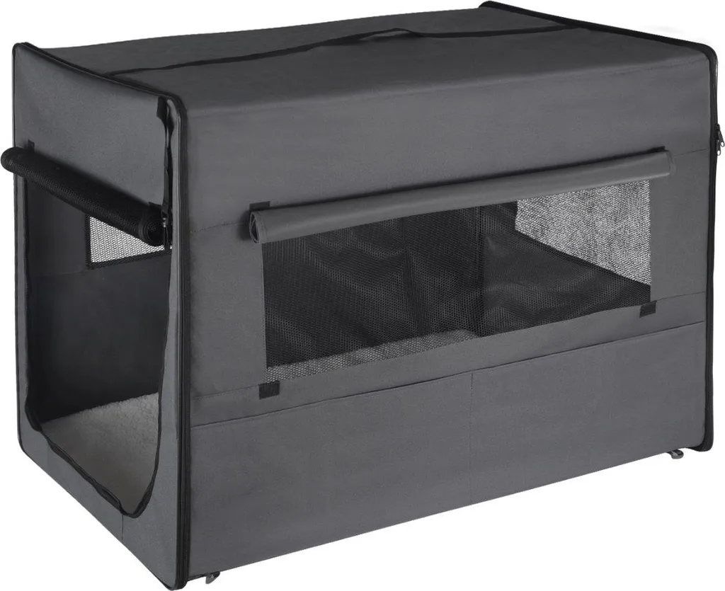 Happyment Buni Box Cane Grigio 90x59x67cm - Trasportino Morbido Pieghevole