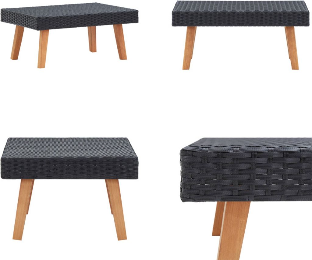 vidaXL Garten Couchtisch Poly Rattan Schwarz - Couchtisch - Couchtische - Tisch - Tische