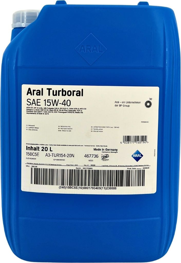 Aral Turboral 15W-40 20 Liter Kanister Reifen