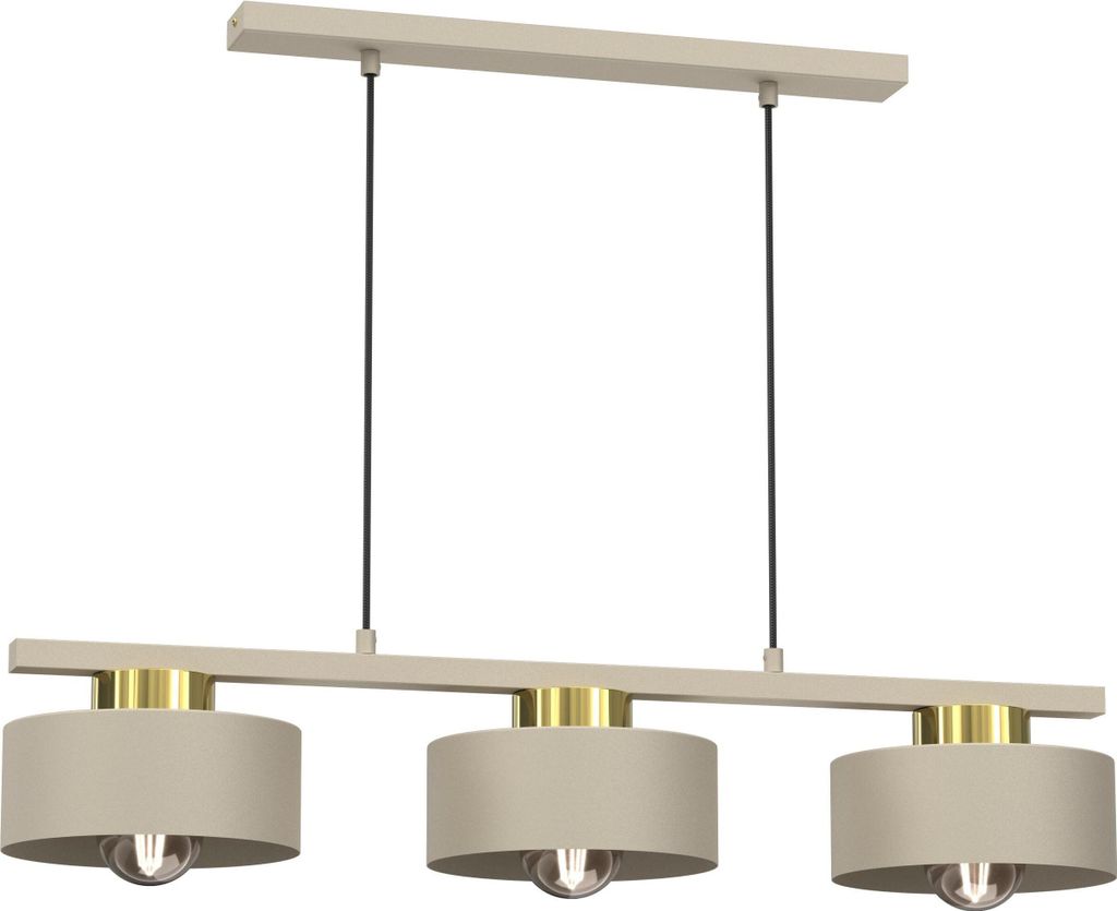 Lampa Wisząca MARTI Beżowo-złota 3xE27 Regulowana Wysokość Zdjęcie produktu 