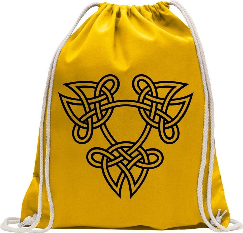 Kiwistar - Turnbeutel - gelb - Knotenmuster - Fun Rucksack Sport Beutel Gymsack Baumwolle mit Ziehgurt
