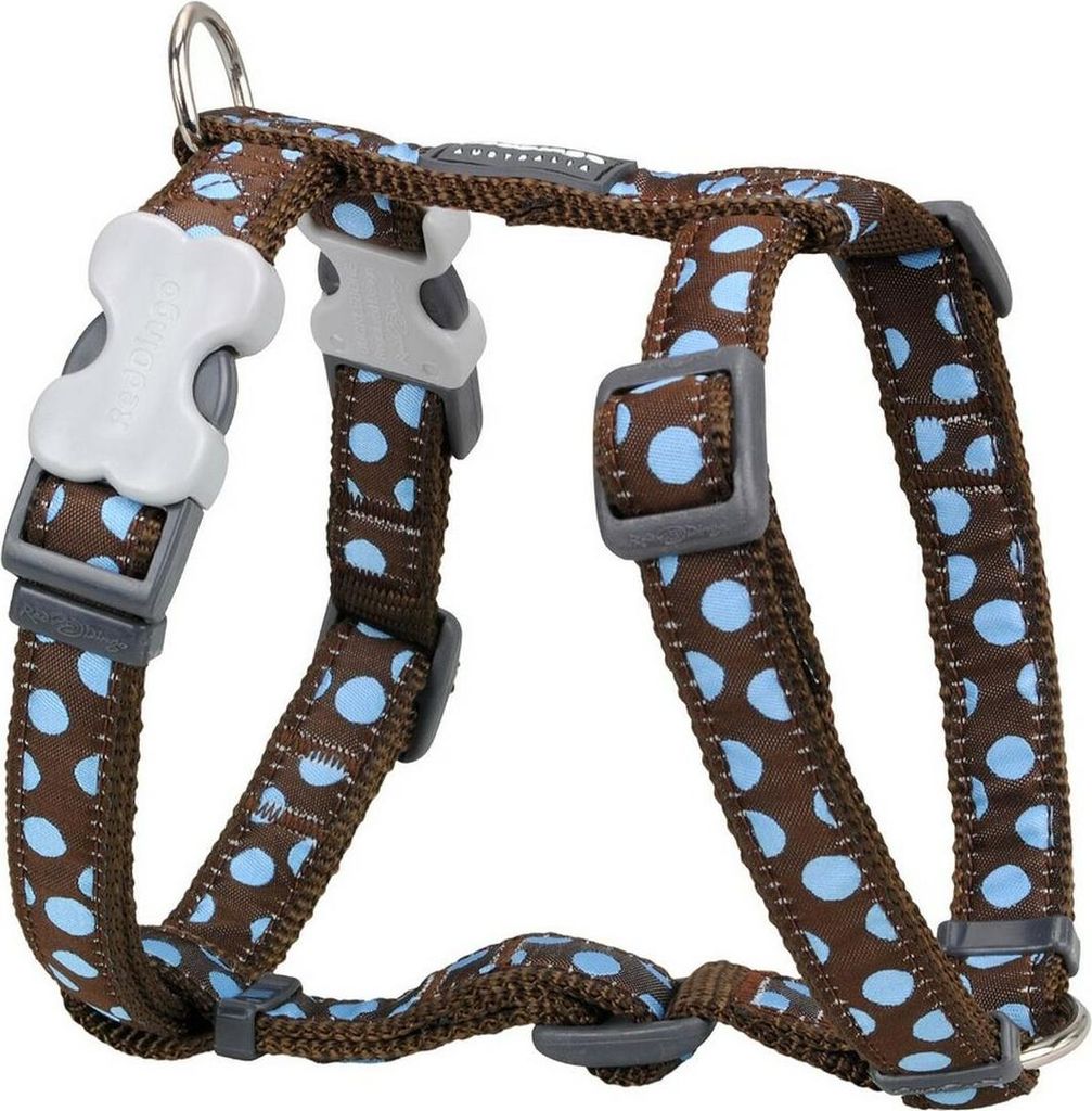 Hundegeschirr Red Dingo Style Blau Braun Punkte 30-48 cm