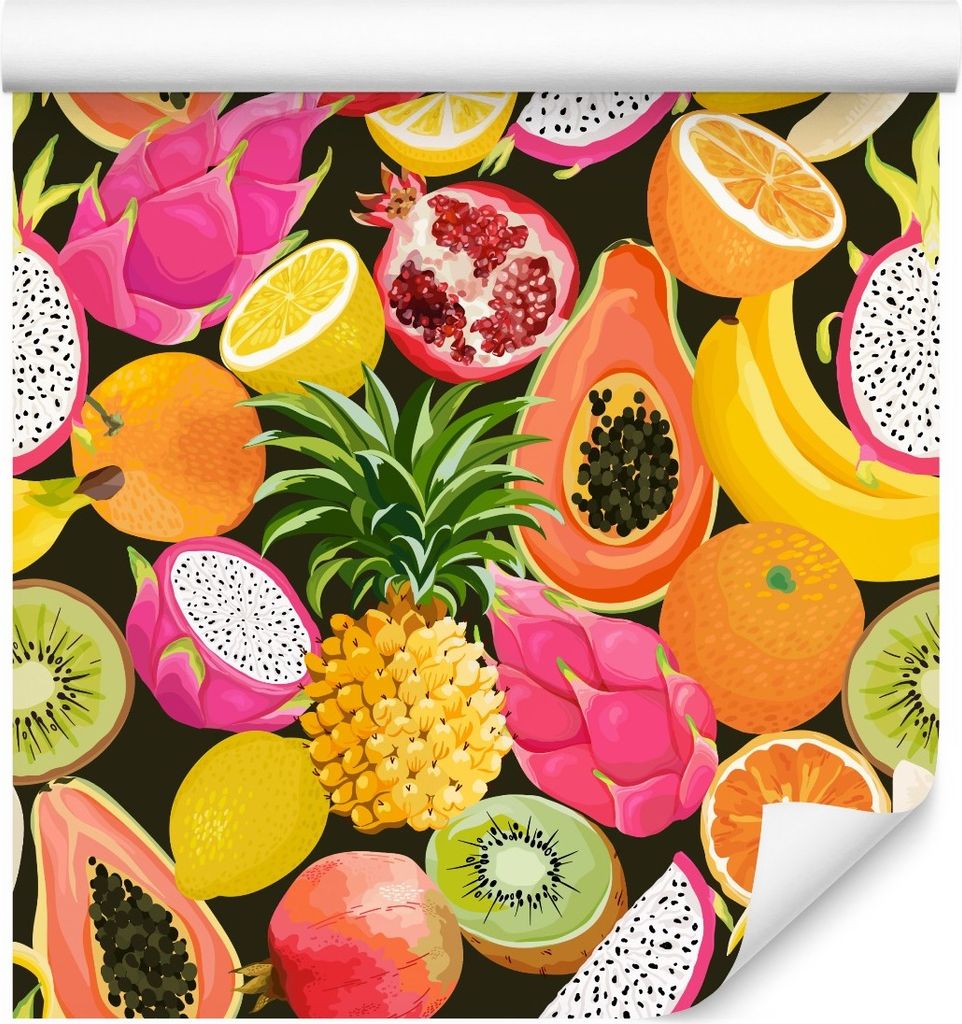 10m VLIES TAPETE Rolle Bunte Papaya traegt Granatapfel Kiwi Fruechte 6350