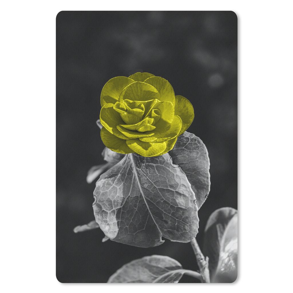 MuchoWow Mauspad Mousepad Blumen - Rose - Gelb - Schwarz - Weiß 40x60 cm - Mousepads - Maus Mat - Pad - Mausunterlage - Schreibtisch Accesoire