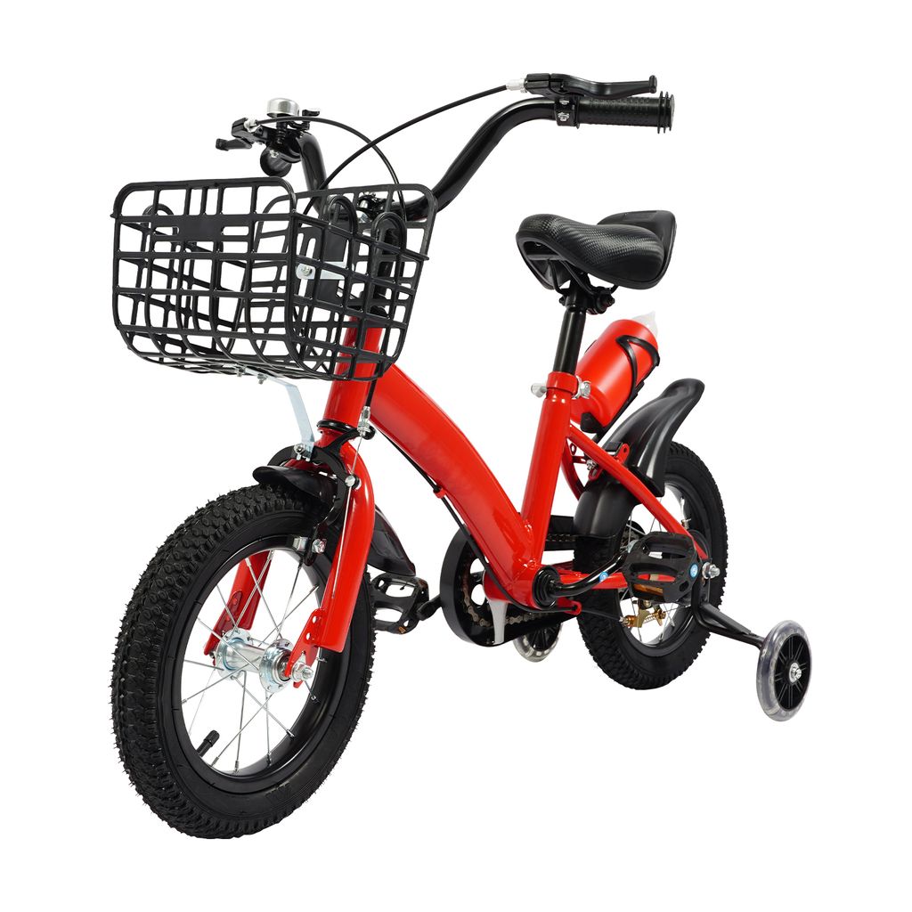12 Zoll Kinderfahrrad Rot Fahrrad für 2-5 Jahre alt Mädchen und Jungen max 60kg