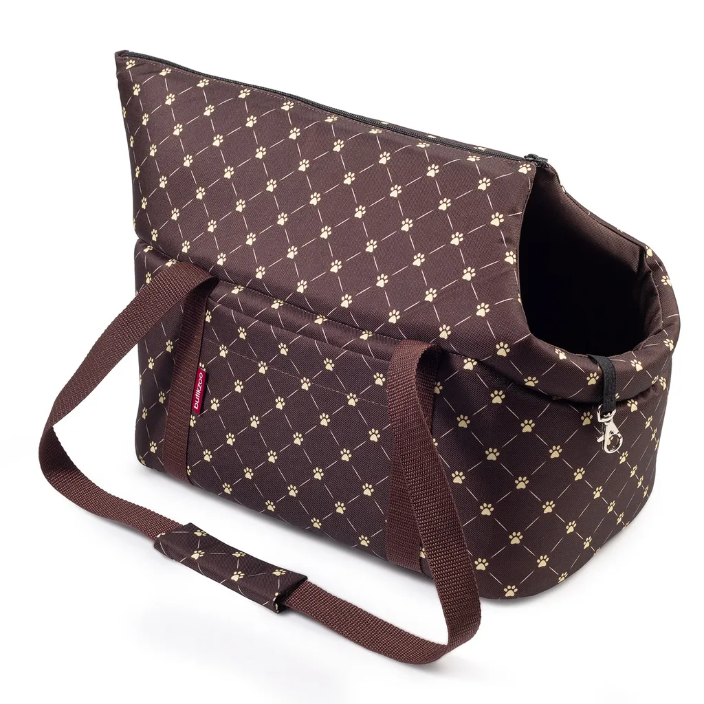 Borsa Trasportino Cane e Gatto fino a 5kg Marrone Fantasia Zampe S