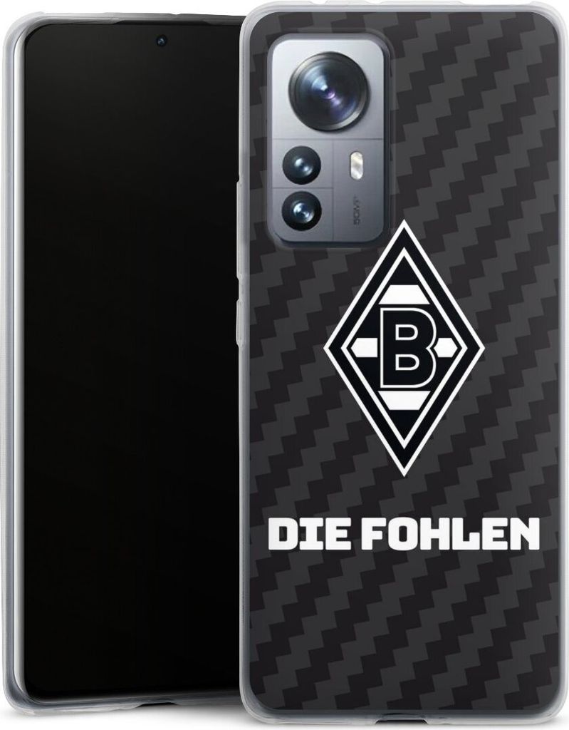 DeinDesign Slim Hülle für Xiaomi 12 Pro 5G Silikon Case Ultra Dünn Handyhülle Borussia Mönchengladbach Carbon Gladbach