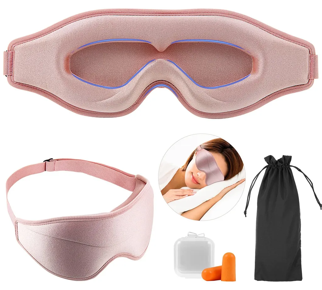 Masque de nuit confortable et respirant, protection oculaire 3D rose