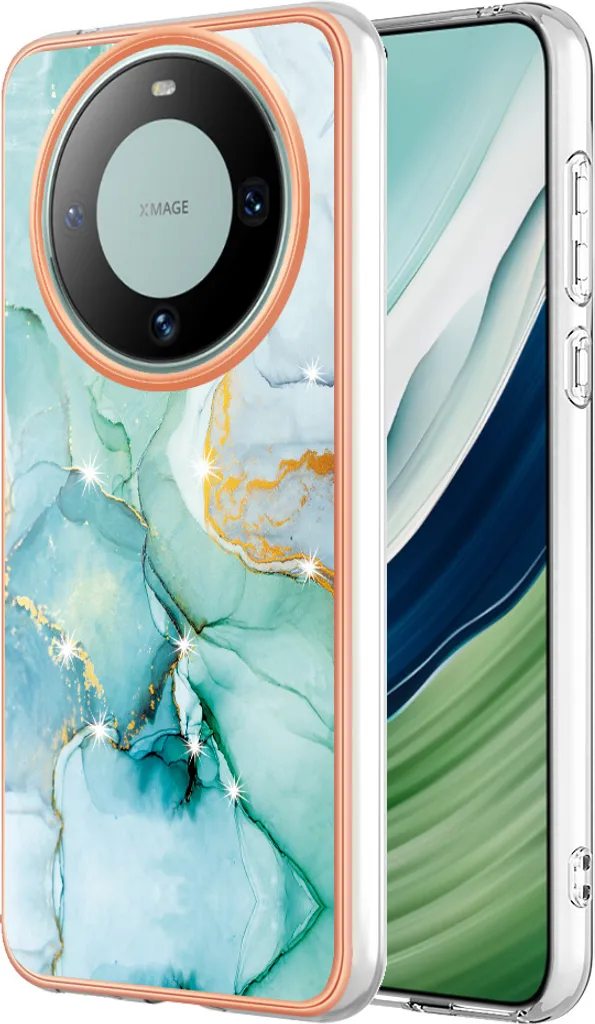 Custodia Antiurto Huawei Mate 60 Pro Marmo Verde TPU Flessibile