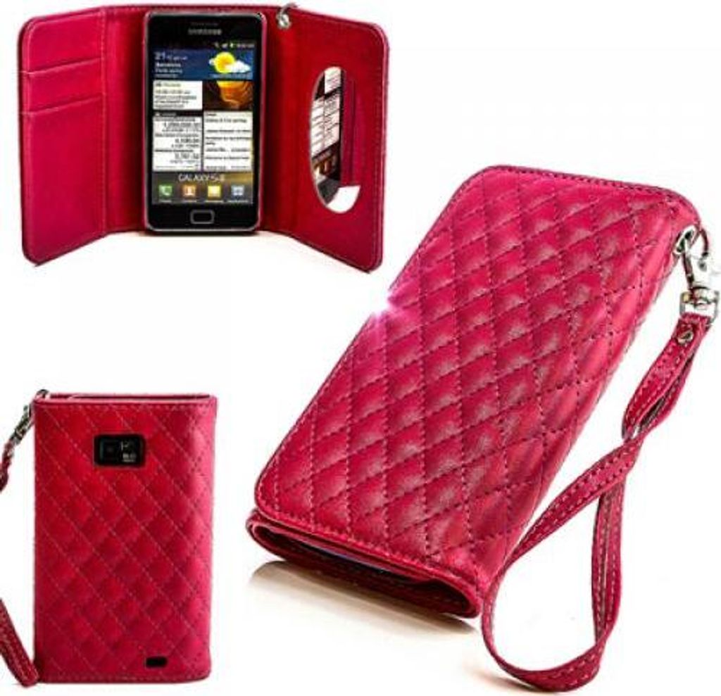 Samsung i9100 Galaxy S2 SII Booksytle Handtasche Mirror Pink