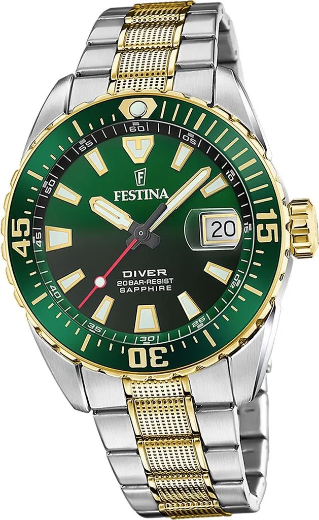 Festina Orologio Uomo F20706/2 Diver Acciaio 200m Zaffiro Bicolore