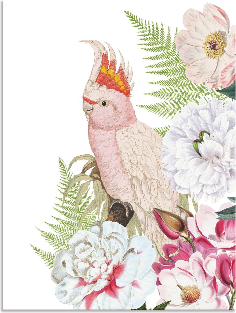 ARTland Wandbild Alu für Innen & Outdoor Vintage Papagei II Größe: 60x80 cm