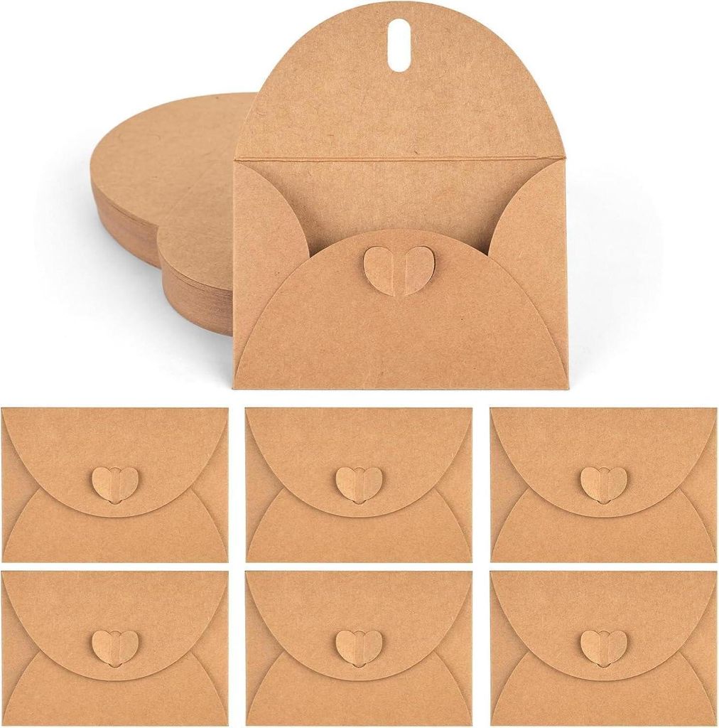 100 buste a forma di cuore, realizzate in carta kraft, Immagine del prodotto 