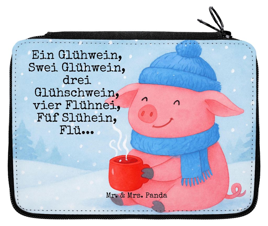Mr. & Mrs. Panda Stifteetui Schweinchen Glühwein Design - Weiß - Geschenk, Spruch, Weihnachten, Bleistiftetui, Weihnachtsmarkt, Federmäppchen, S...
