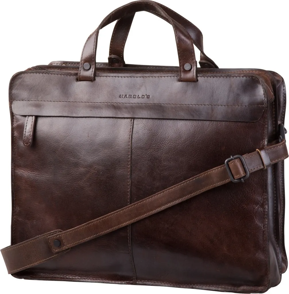 Mallette Cuir Double Compartiment Aberdeen Brown Marron Foncé de Qualité - 14