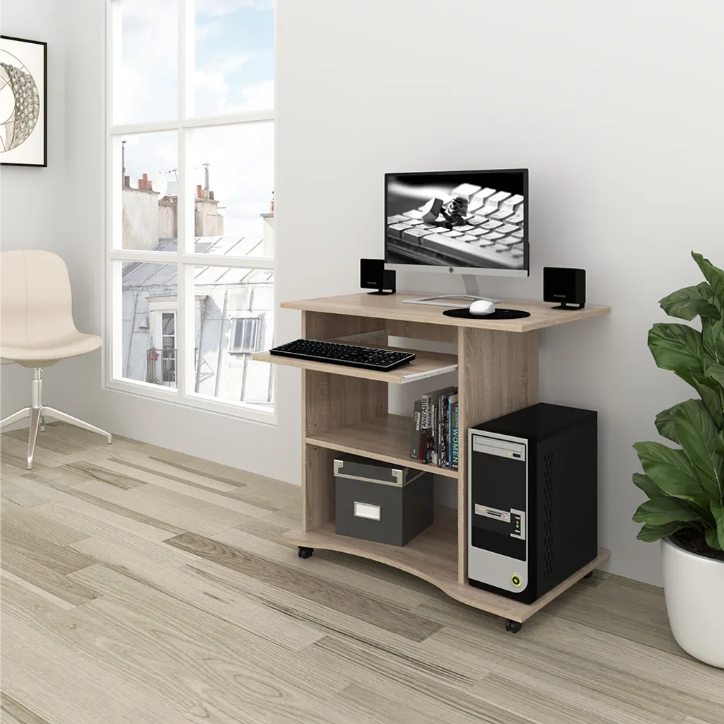 Table de travail compacte Vicco Harm 80cm chêne pour télétravail
