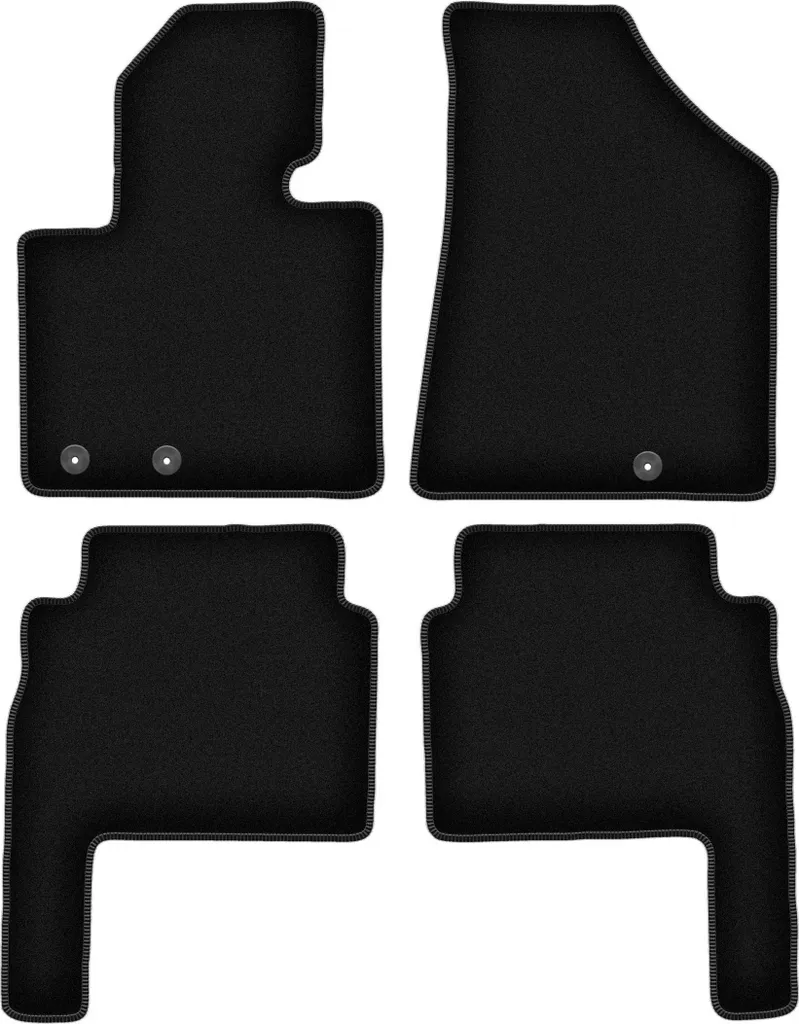 Tappetini in velluto per Kia Sorento II (2009-2015, SUV) neri, set 4 pz, con fissaggi