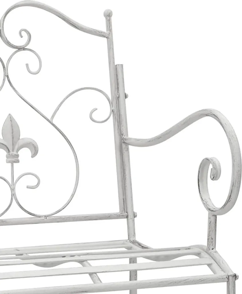 Panchina Romantica da Giardino Bianca vidaXL 104 cm Acciaio Retro - 7