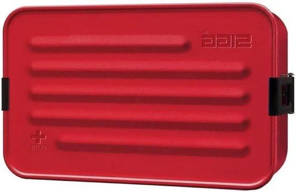 Rangement outils et cuisine - Caisse métal rouge vintage 30cm avec poignée