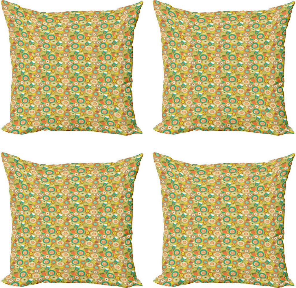 ABAKUHAUS Wunderlich Kissenbezug Set (4 Stück), Pflanzen Blumen, Moderner Doppelseitiger Digitaldruck, 45 cm x 45 cm, Mehrfarbig