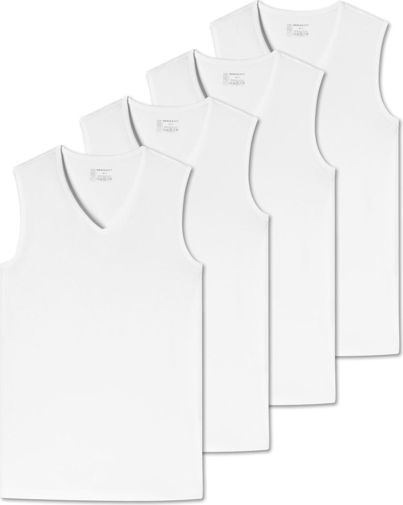 SCHIESSER Herren Tanktop 4er Pack - Serie "95/5", V-Ausschnitt, S-XXL Weiß L