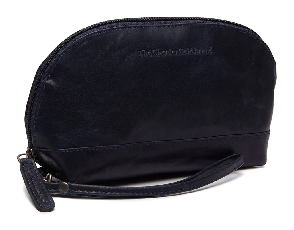 Trousse de toilette Torino The Chesterfield Brand Navy en cuir véritable