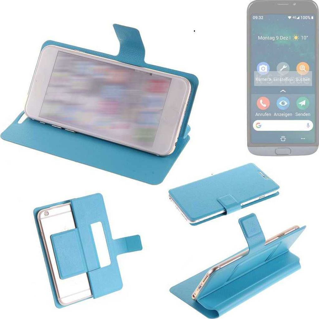 K-S-Trade Schutzhülle Handyhülle kompatibel mit Doro 8050 Flip cover Handy case Smartphone Klapphülle blau