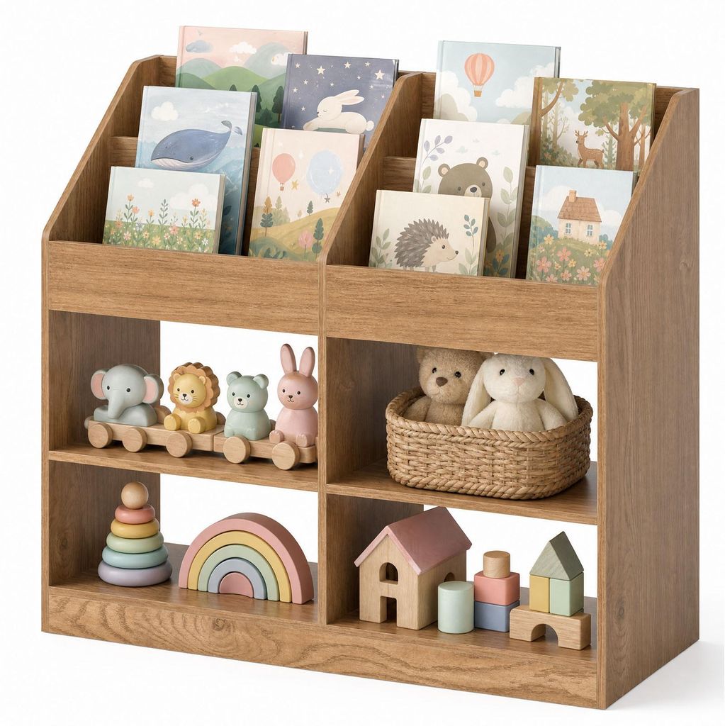 KOMFOTTEU, libreria a 4 ripiani per bambini, scaffale di Immagine del prodotto 