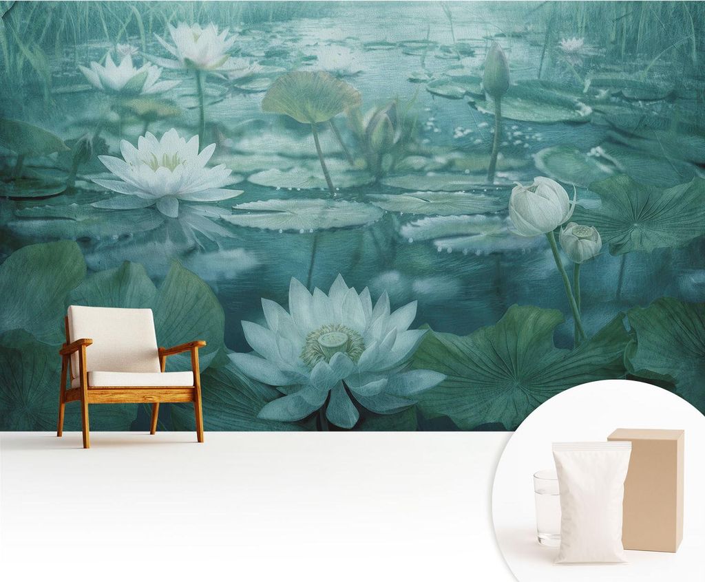 Fototapete - 416x254 cm - Tapete - Wandtapete - Wandbilder - Dekofolie - Tapete Folie - Wand - Dekoration - Wohnzimmer - Wasserblumen