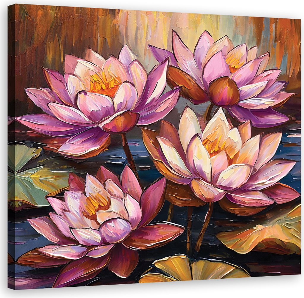 Leinwandbild Seerosen Blumen Natur 50x50 Feeby Rosa bild für die wand bereit zum aufhängen