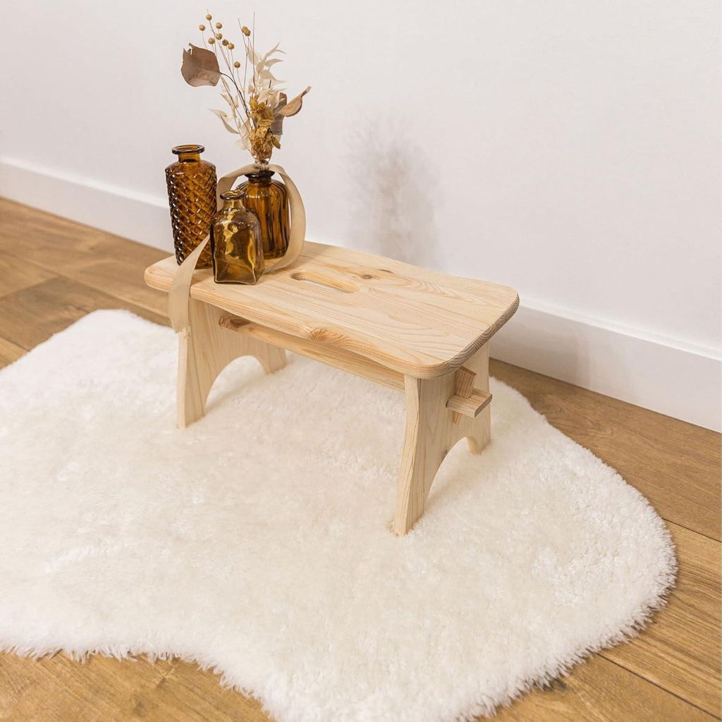 Holz Kinderstuhl Fußbank Tritt - 39 x 18 x 21 cm - Kiefernholz - Kinderzimmer Küche