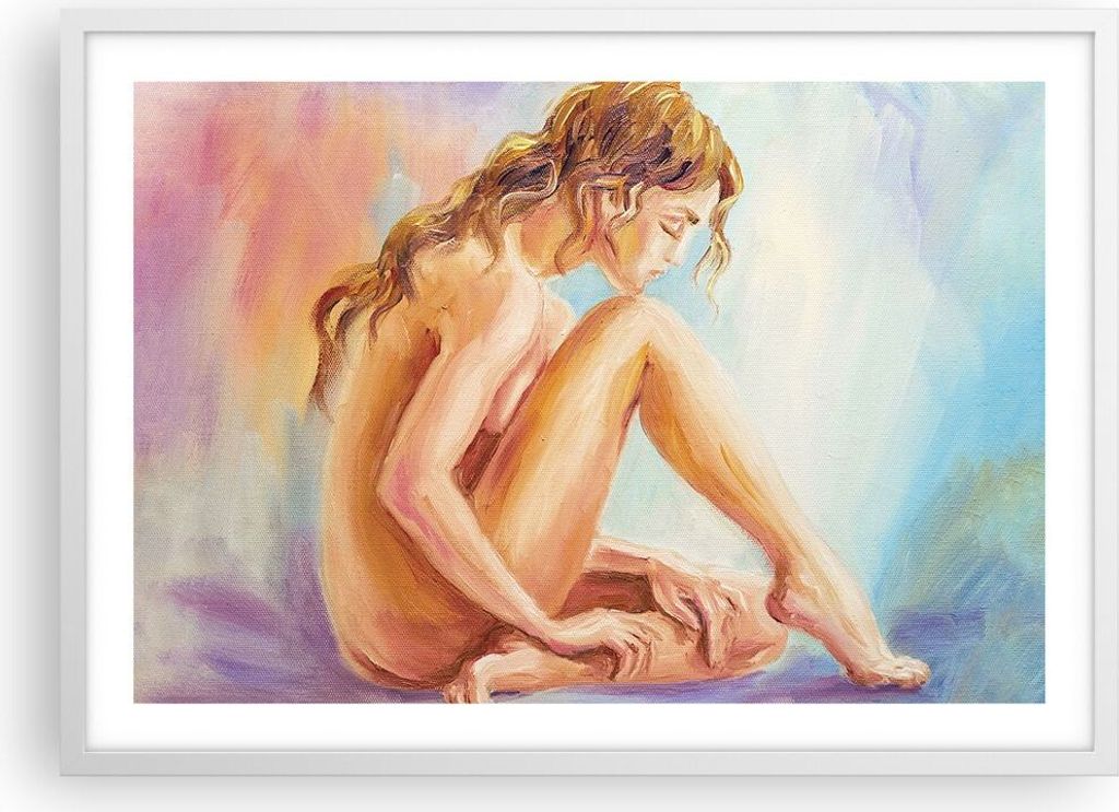 Gerahmtes Poster - Weißer Rahmen - Frau Nacktheit Abgesehen von - 70x50 cm - Wand Bild - Wanddeko - Wandbilder - Wandposter - Bilderrahmen - Bilde...