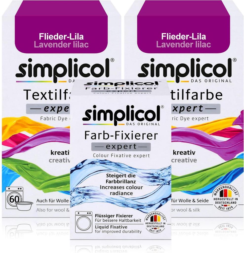 Simplicol Textilfarbe expert 2x Flieder-Lila 150g & 1x Produktbild 