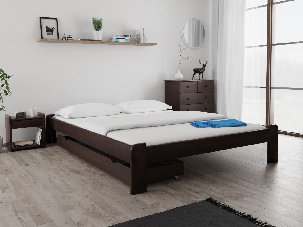 Bett ADA 140 x 200 cm, Nussbaum Matratze: Matratze Deluxe 10 cm, Lattenrost: Mit Lattenrost