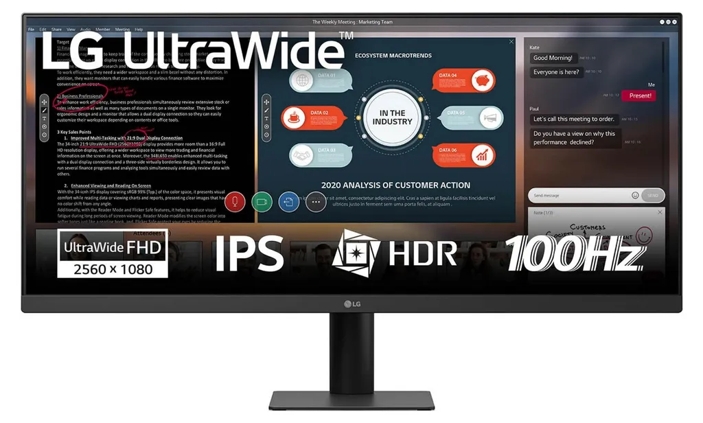 Écran LG 29U511A-B 29 pouces WFHD 2560 x 1080 Noir pour PC et Multimédia