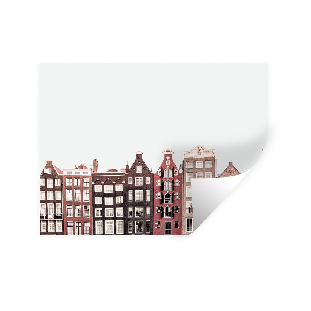 MuchoWow Wandtattoo Wandsticker Wandaufkleber Amsterdam - Architektur - Häuser - Straße 160x120 cm Selbstklebend und Repositionierbar - Selbstk...