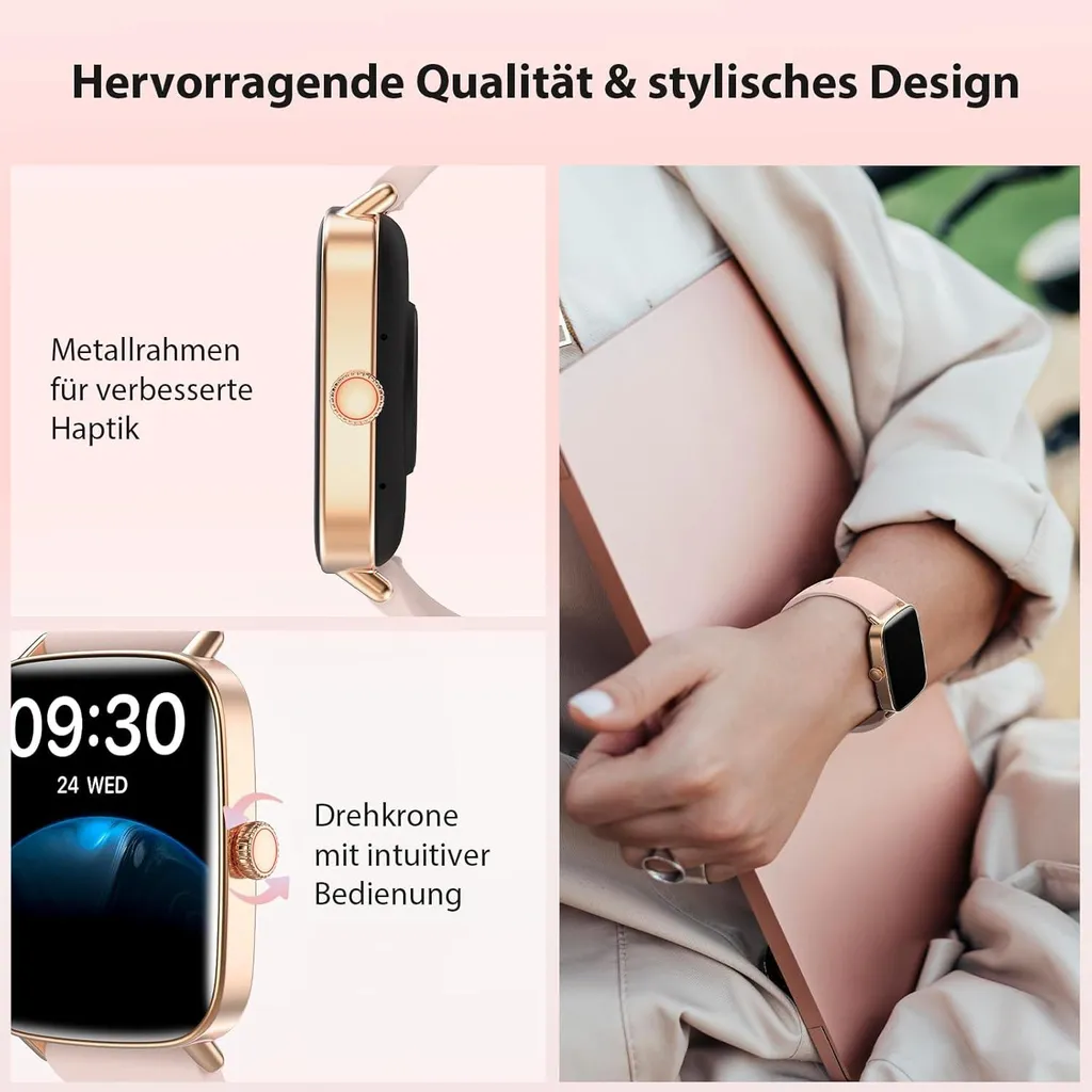 Haulvean Smartwatch Uomo 1.85 HD Orologio con Effettua/Risposta Chiamate,730mAh IP68 Impermeabile Fitness Tracker con Torcia a LED,24/7 Frequenza Cardiaca SpO2 Monitor del sonno per iOS Android