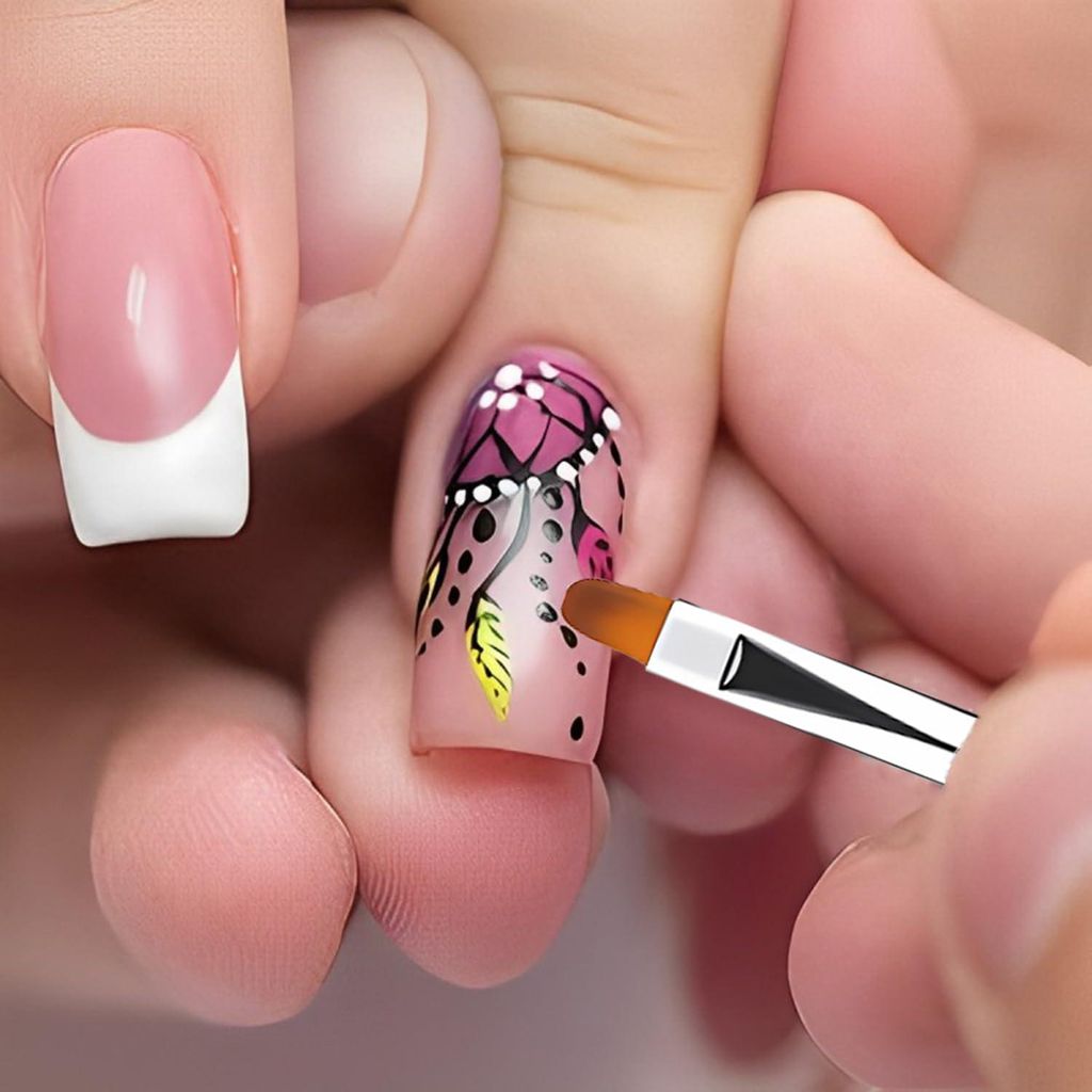 Edelstahl Acryl Poly Gel Nagelbürsten - Doppelseitiges Werkzeug für 2-in-1 Polygel Nagelbürste (schwarz) - 2 Stück