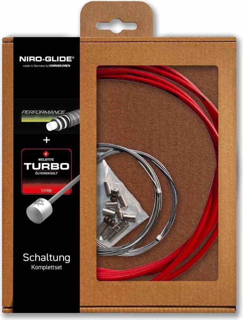 NIRO-GLIDE Schaltzug Set Rot TURBO PERFORMANCE Hülle + Züge + Endkappen