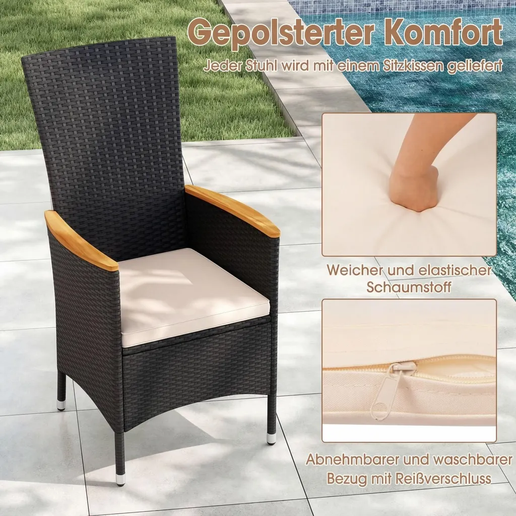 Chaises de Balcon Résistantes aux Intempéries et Confortables Beige - 6