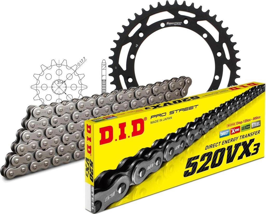 DID Kit Stahl Kompatibel mit Yamaha WR125 91-98/YZ125 97-98 13-48-112 DID520VX3 Endlos