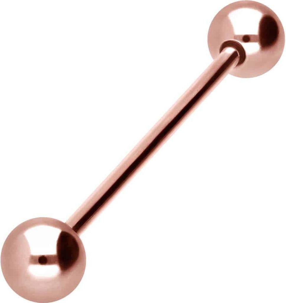Zungenpiercing, Intim-Piercing Titan Barbell RoséGold Stablänge: 32mm + Stabstärke: 1,6mm + Kugelgröße: 6mm