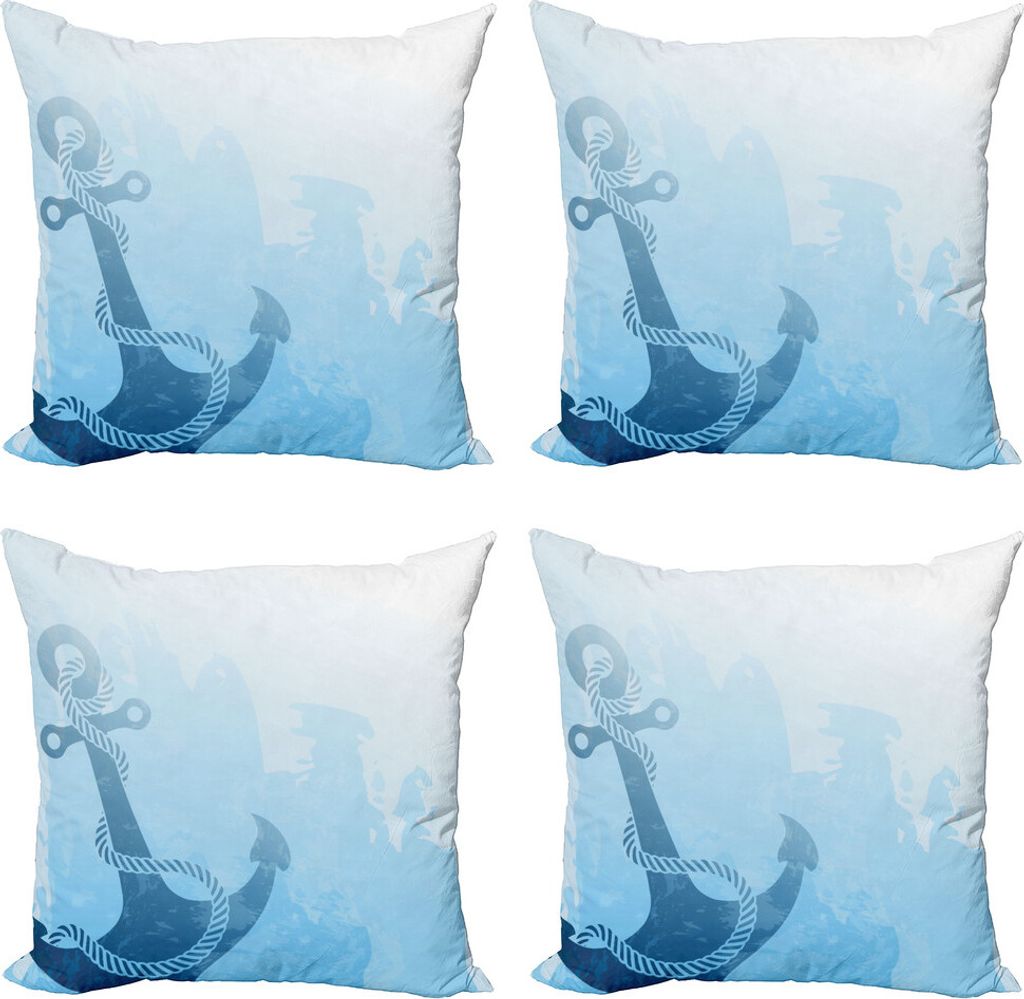 ABAKUHAUS Nautisch Kissenbezug Set (4 Stück), Nautical Deep Sea Bottom, Moderner Doppelseitiger Digitaldruck, 60 cm x 60 cm, Hellblau
