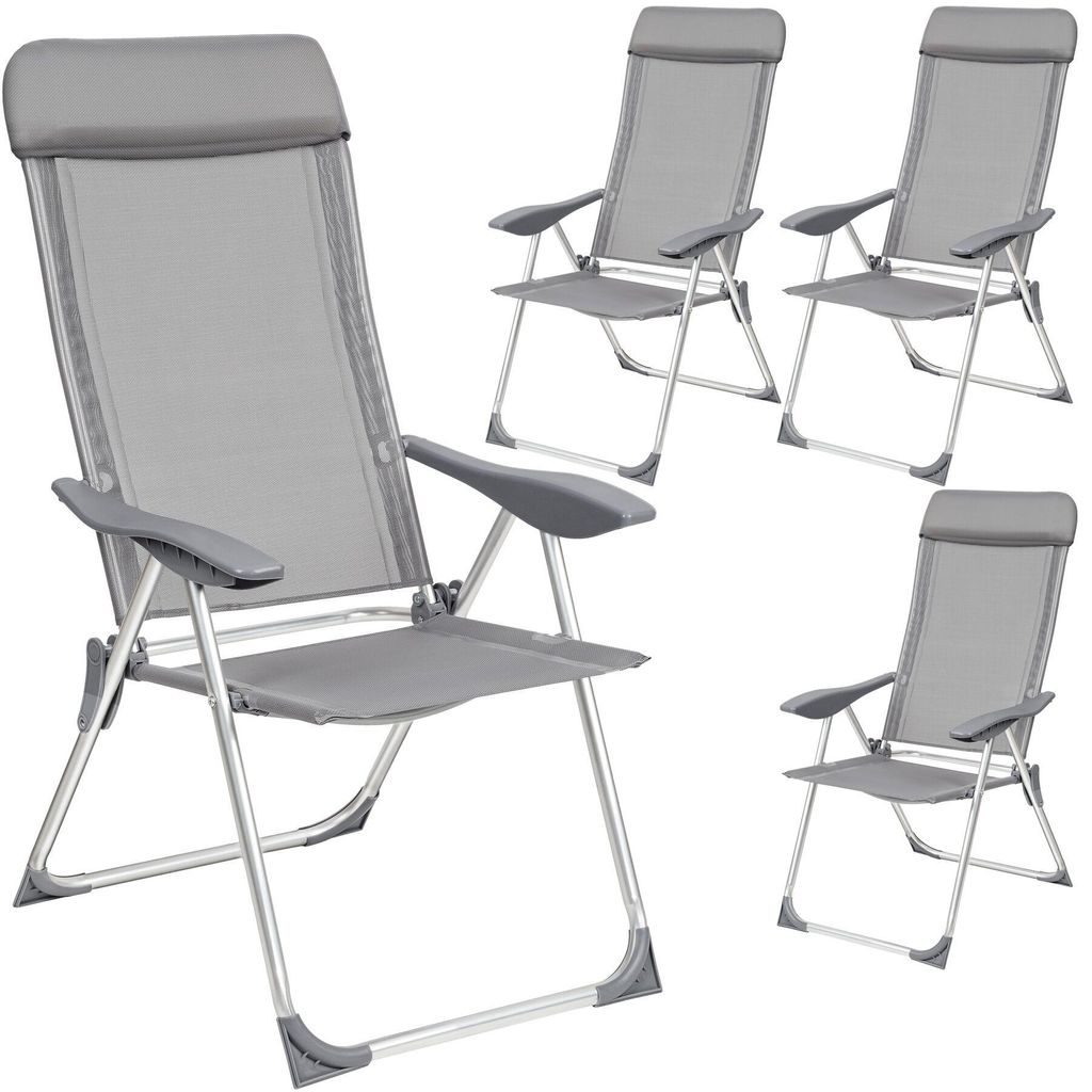 4 chaises de jardin pliantes en aluminium avec appui-tête - Image du produit 