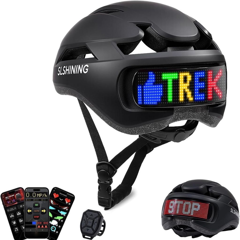 Intelligenter Fahrradhelm,App program mierbarer Fahrradhelm,mit Rückseitigem LED-Display,DIY Helm mit App und Fernbedienung
